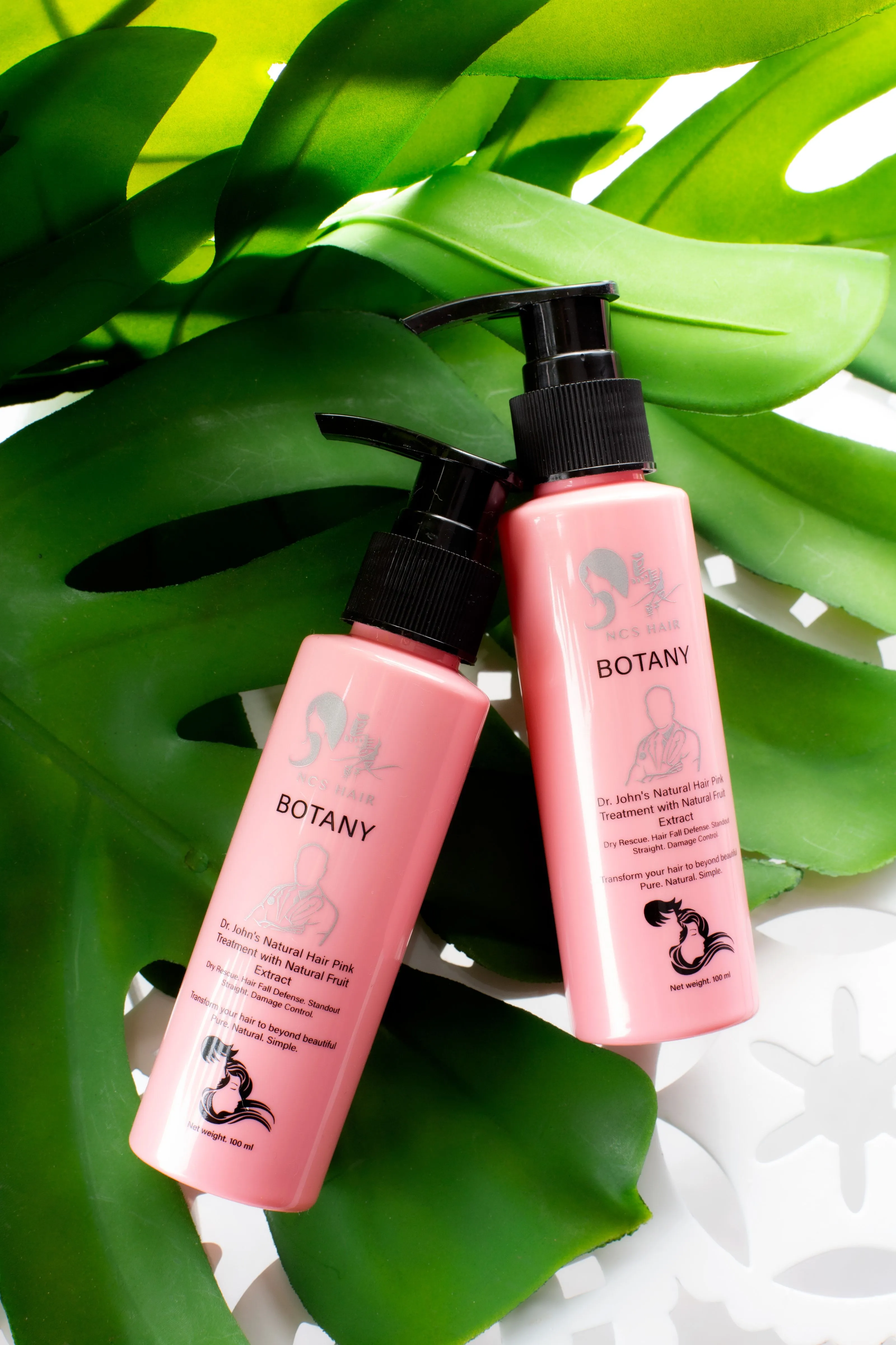 NCS Hair Pink Treatment 粉紅護髮產品與綠葉